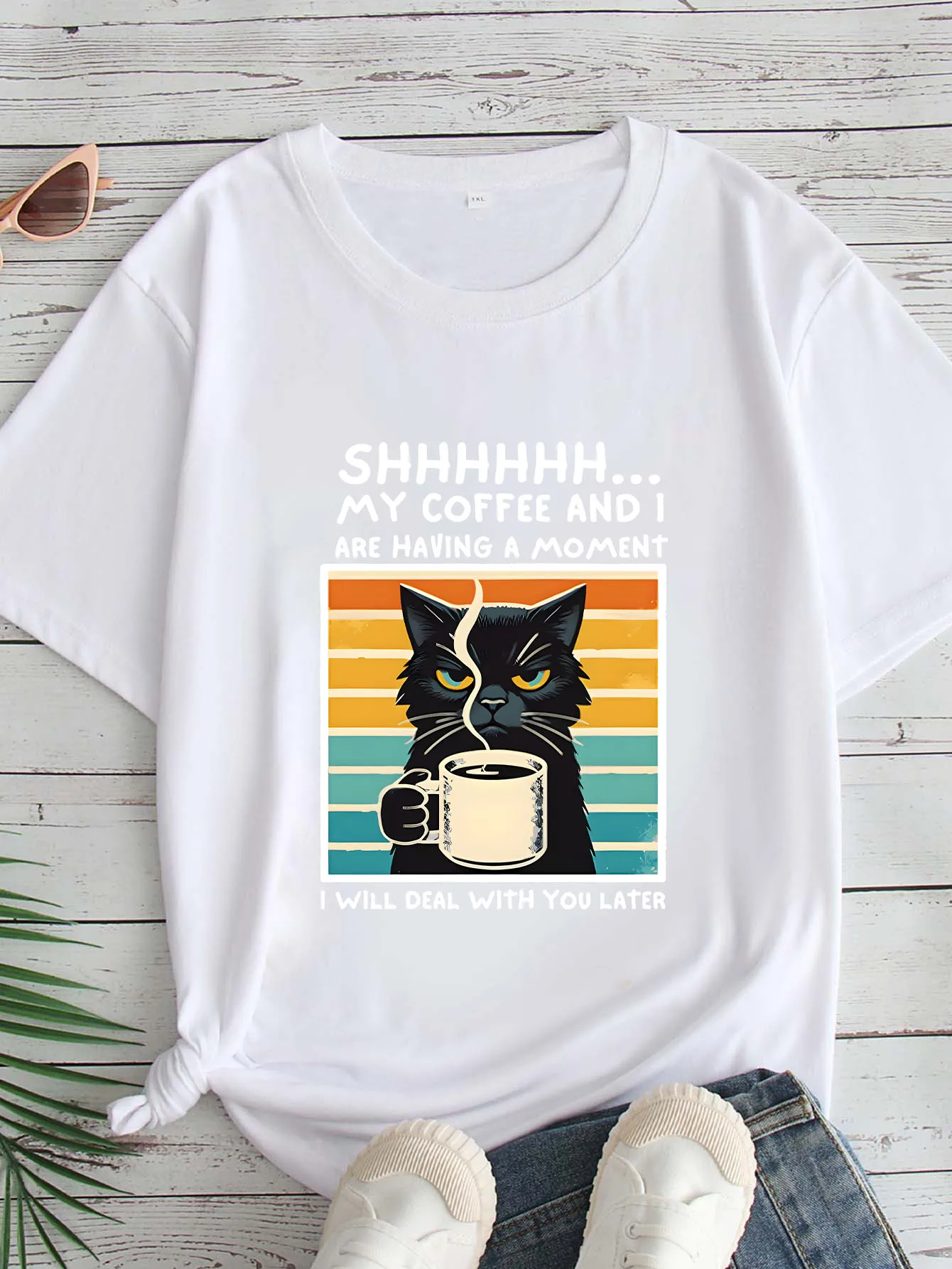 

Women's Large Size Printed round Neck Short Sleeve T-shirt 1-7XL Comfortable Casual Top in European Style