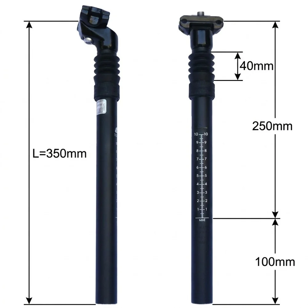 Bike Seatpost with Integrated Shock Absorption Technology Lightweight Aluminum Alloy 27.2mm to 31.6mm Black Finish