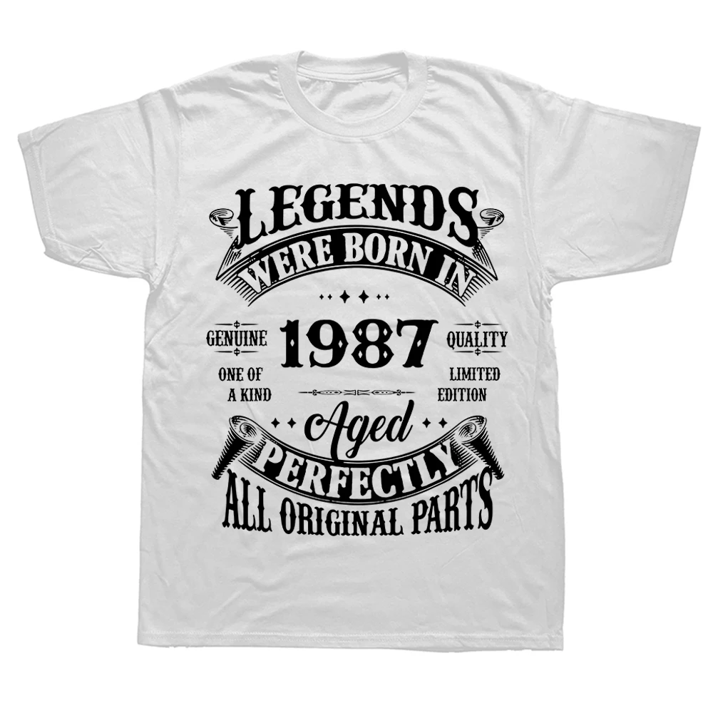 Funny Legend Born 1987 37th Birthday Gifts 37 Years Old Tee Tops Round Neck Short-Sleeve Fashion Tshirt Casual Basic T-shirts