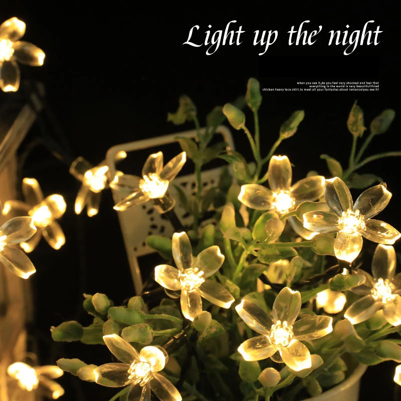 

Solar 20/50/100LED Garden Flower Lights Outdoor Christmas Lamp Fairy Cherry Blossoms String Lights For Festoon Party Home Decor