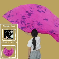 1PC140X90CM Real Slik Veils Semicircle Shape Dance Flag Flagpole&Rod Elastic Rod Stick For Performance Worship Arts Dancing Prop