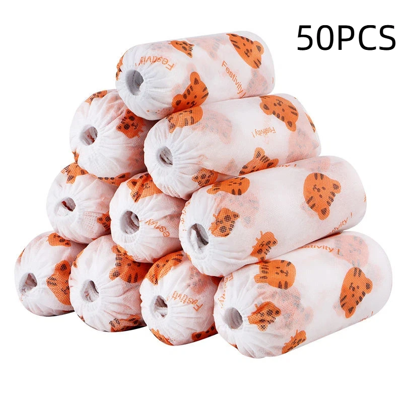 50 قطعة من أغطية الأحذية الكرتونية السميكة للاستعمال مرة واحدة، غطاء للقدم مضاد للانزلاق ومضاد للانزلاق، أغطية قدم قابلة للتنفس للأحذية #5