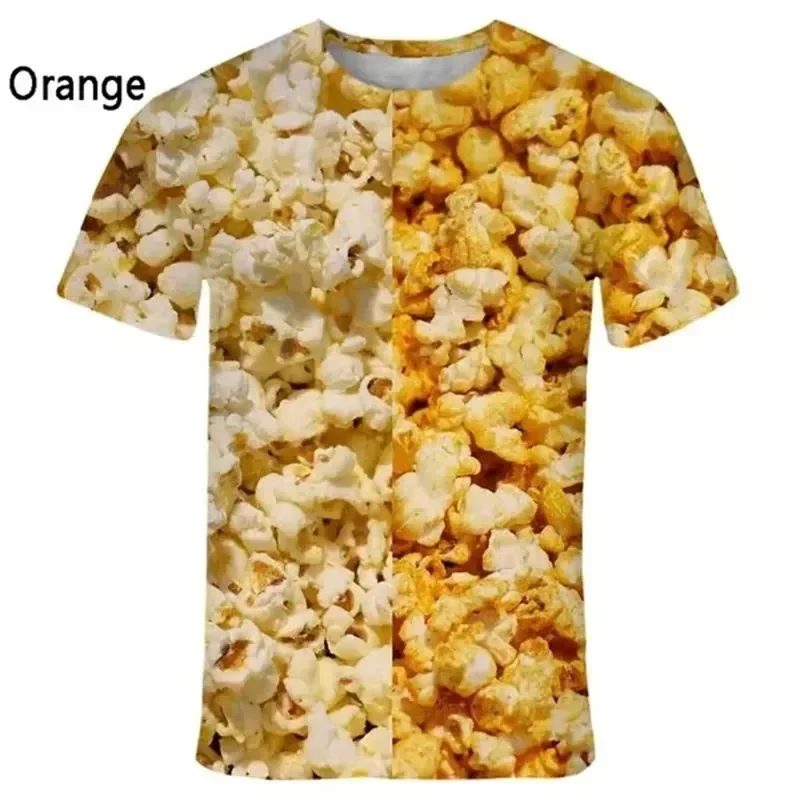 2026 Trendy 3D Printed Popcorn Graphic Unisex Short Sleeve T Shirt for Men and Women Summer Casual Streetwear Top