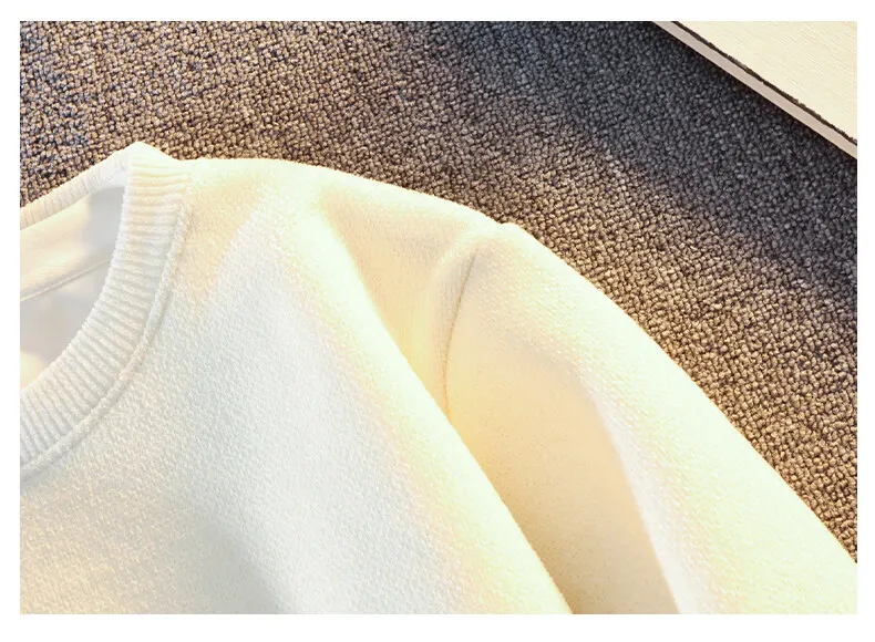 Lässiger Pullover für Herren, dicke Fleece-Pullover, gestricktes Oberteil, Kleidung, Rundhalsausschnitt, gestrickte Pullover, modische Sweatshirts – Detail 8