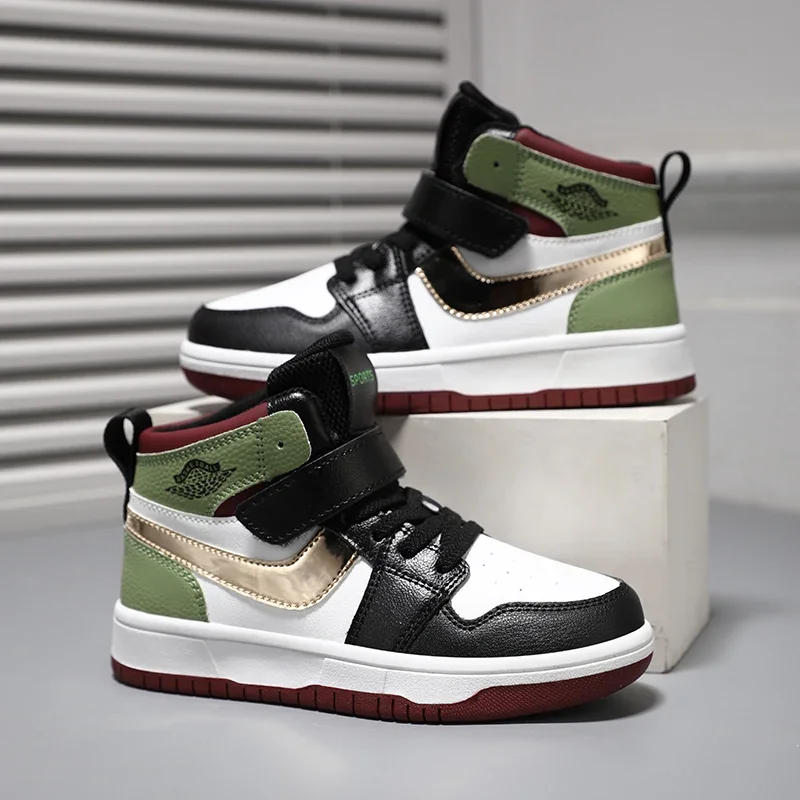 

Повседневная спортивная обувь с высоким берцем для мальчиков, Нескользящая водонепроницаемая кожаная поверхность, осенне-зимняя новая стильная удобная детская обувь