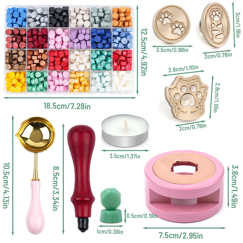 

Cat Paw Wax Seal Stamp Kit with Assorted Wax Beads & Tools