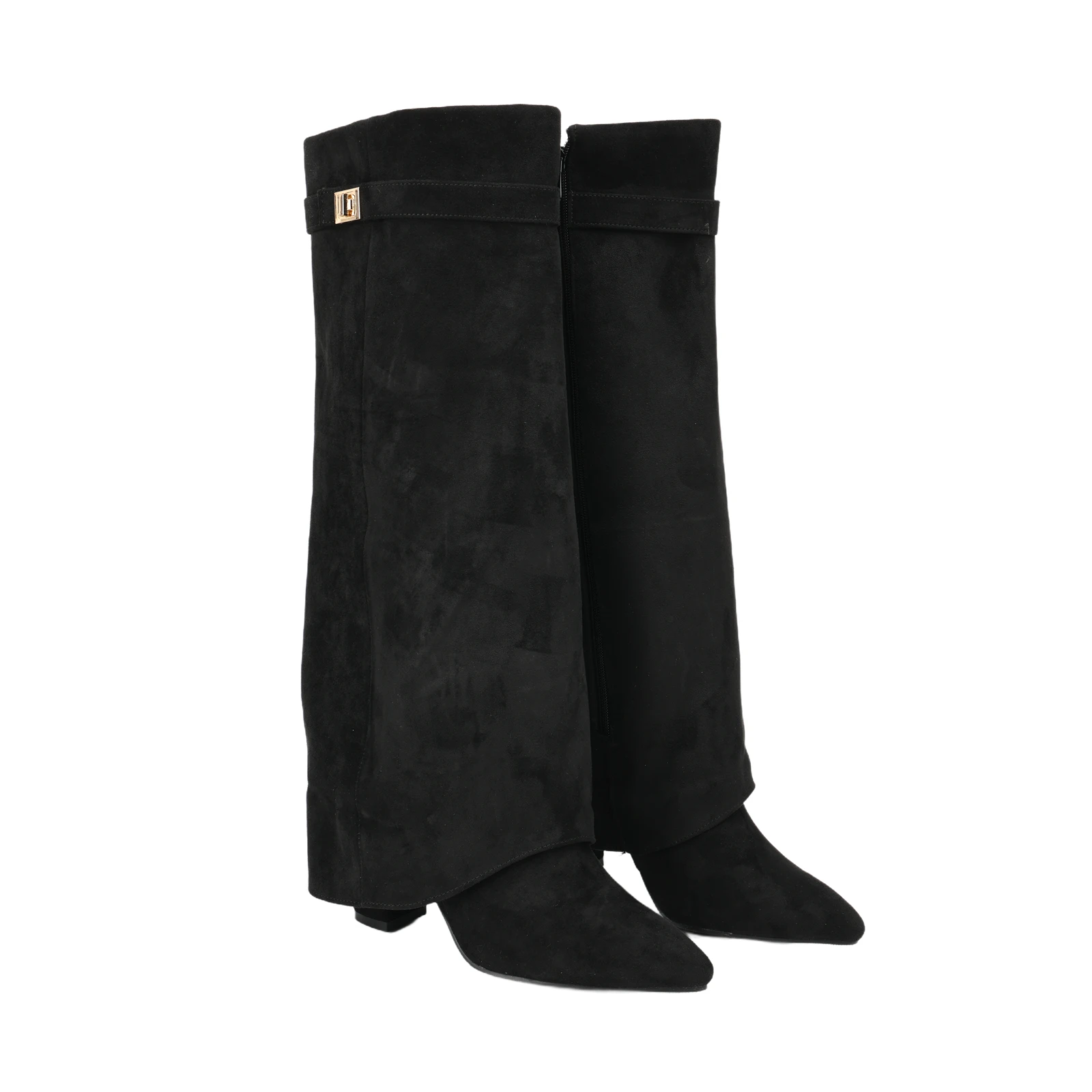 new-pointed-straight-leg-boots-women-knee-length-folding-boots-with-metal-buckles-fashionable-mid-leg-boots-in-multiple-colors