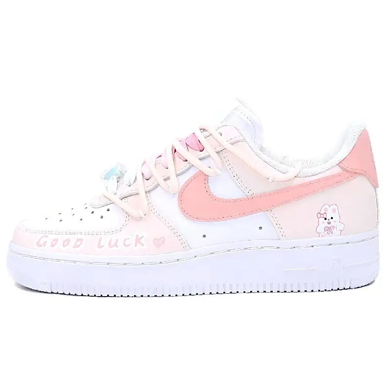 

[Custom Lucky Rabbit XSC]Nike Air Force 1 Skateboard Shoes Women's Low-Top Pink/White