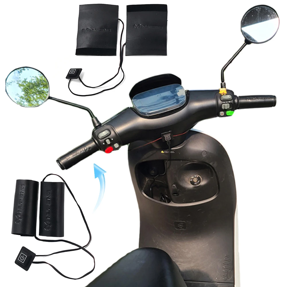 Electric Heated Grip Cover USB Anti Slip Winter Motorcycle ATV Scooter Heated Grips 6 Gear Waterproof Anti Vibration with Switch