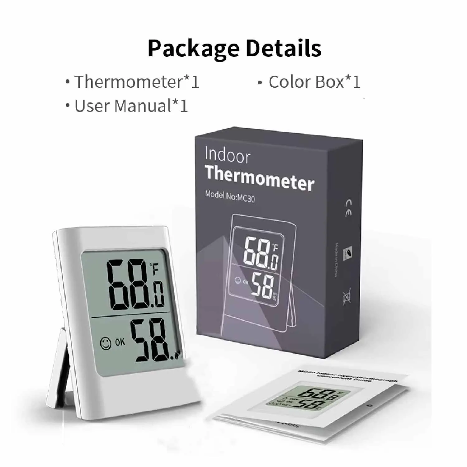 1pc Indoor Thermometer for Home, Hygrometer Humidity Meter Humidity Sensor with Backlight for Bedroom Greenhouse Garage