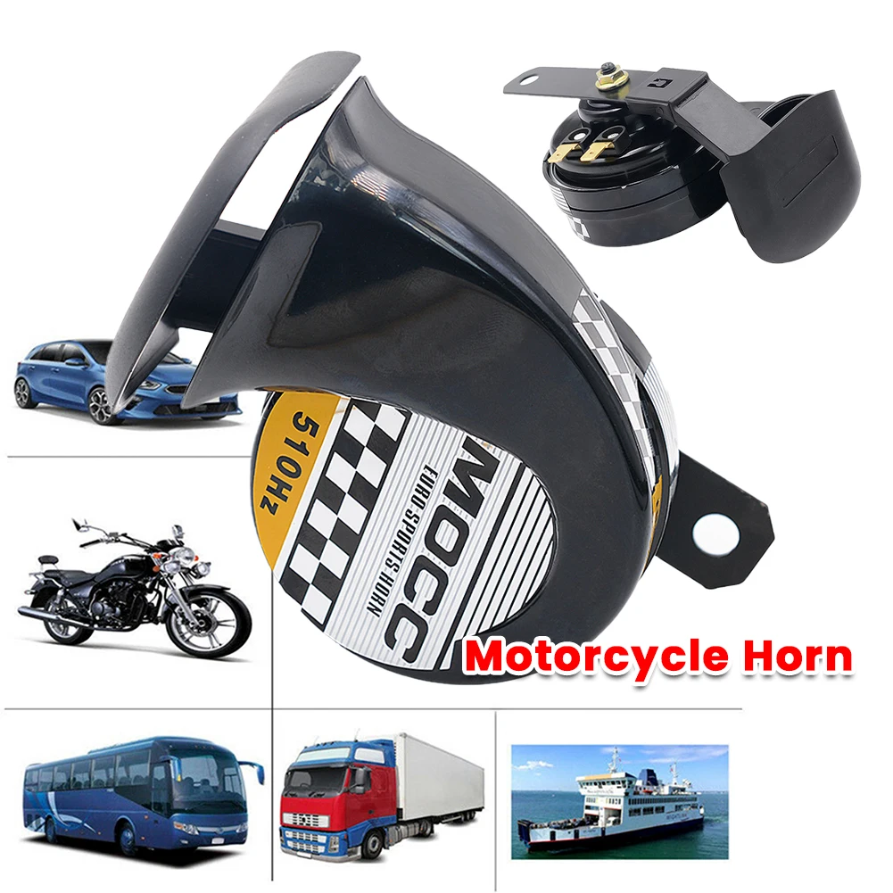 12V Air Motorcycle Horn Loud Electric Air Horn 130dB 510hz Auto Horns Single-tone for Motorcycle Car for Motorbike Truck Vehicle