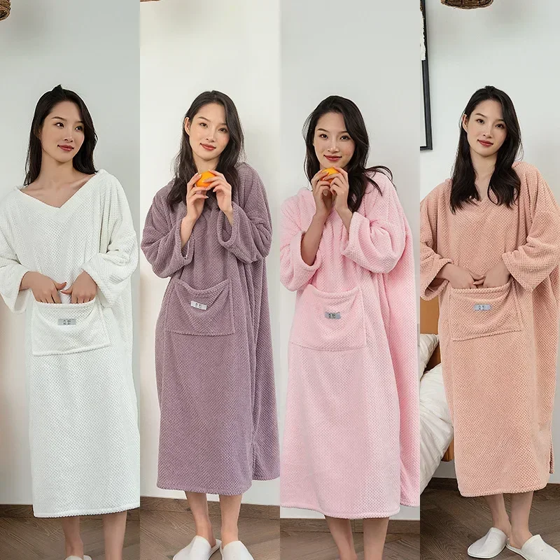 Wearable Bath Towels Coral Fleece Women's Bath Skirt Absorbent Sling Bath Skirt Shower Bathroom Quick Dry Towel 110x140cm