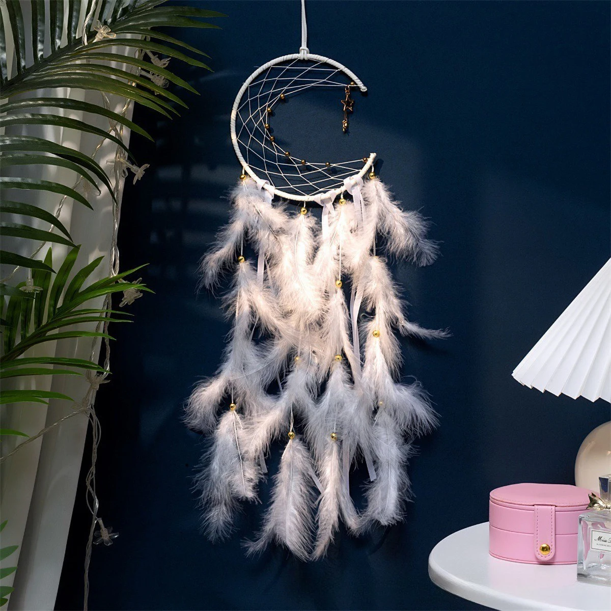 Boho-Mond-Traumfänger – handgefertigtes Windspiel für Grads, himmlischer Anhänger, Dekoration, Geschenk
