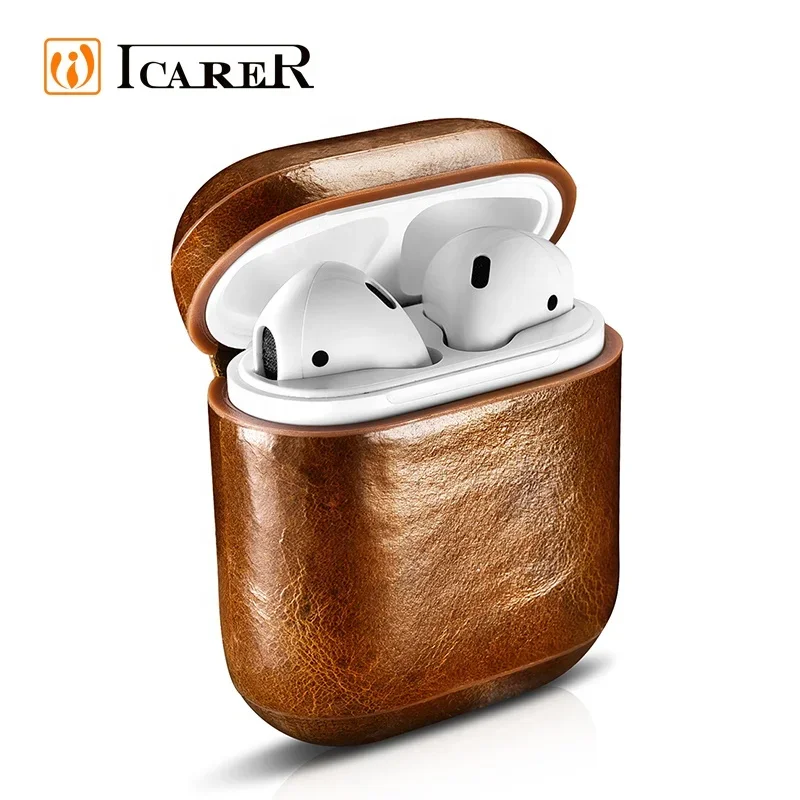 Leather Case for Airpods Leather Charging Protective Earbuds Case Cover for Airpod Oil Wax Series