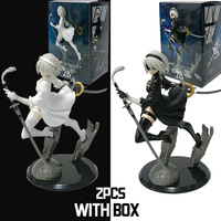 New 18CM NieR:Automata 2B Black and White Series Anime Figure PVC Desktop Decoration Collectible Model Doll Model Accessories