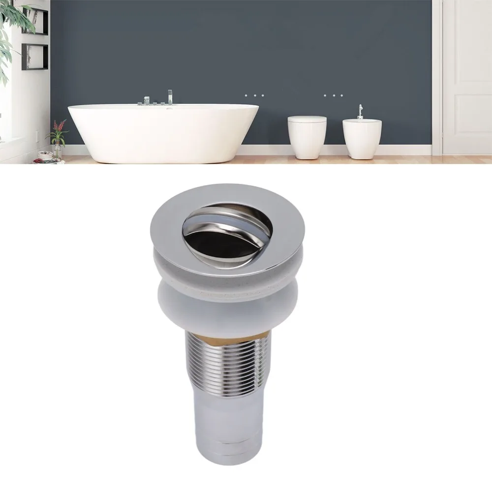 with Overflow Bathroom Sink Drain Flip Top Stainless Steel Vanity Vessel Drain Short Design Anti Blocking Drain Stopper Assembly