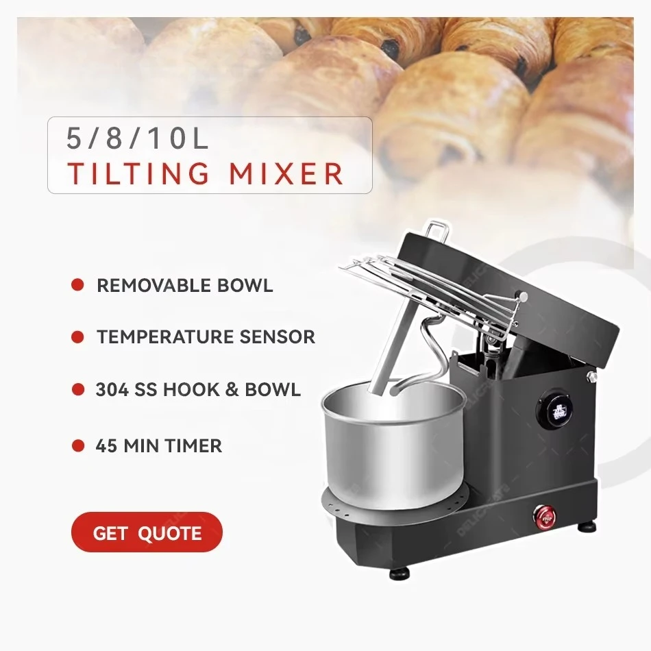 

Delicreate DLC-5HDM OEM Professional Small Kitchen 304 Stainless Steel Mixer Industrial 5L 8L 10L Spiral Dough Mixer For Bakery