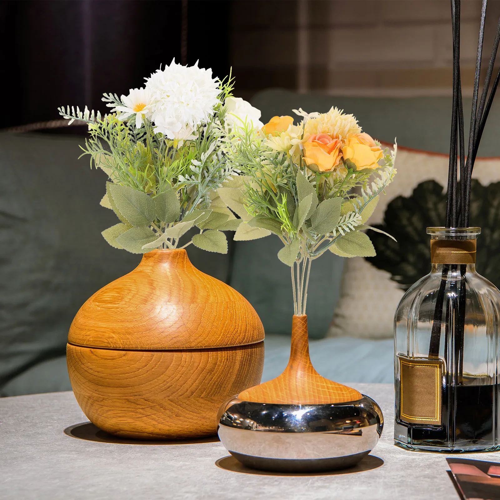 

4Pcs Artificial Flower Bouquet Lifelike Cloth Flowers Fade Resistant Home Office Decor Wedding Party Floral Arrangement Stems