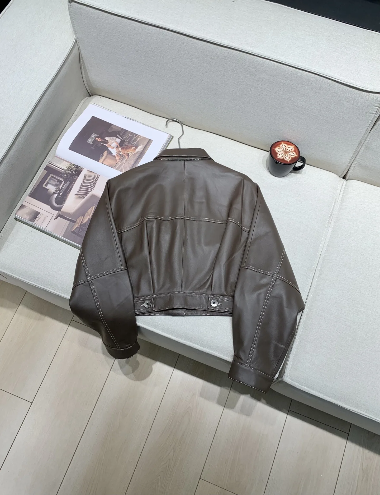 جديد الخريف/الشتاء عالية الجودة المألوف جلد الغنم زر أسفل سترة قصيرة + مستقيم الساق واسعة الساق السراويل دعوى للنساء #3