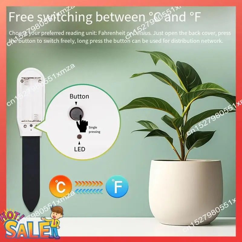 ABCL Tuya 2 em 1 Medidor de teste de temperatura ambiente de umidade do solo Planta Instrumento de medição inteligente de plástico