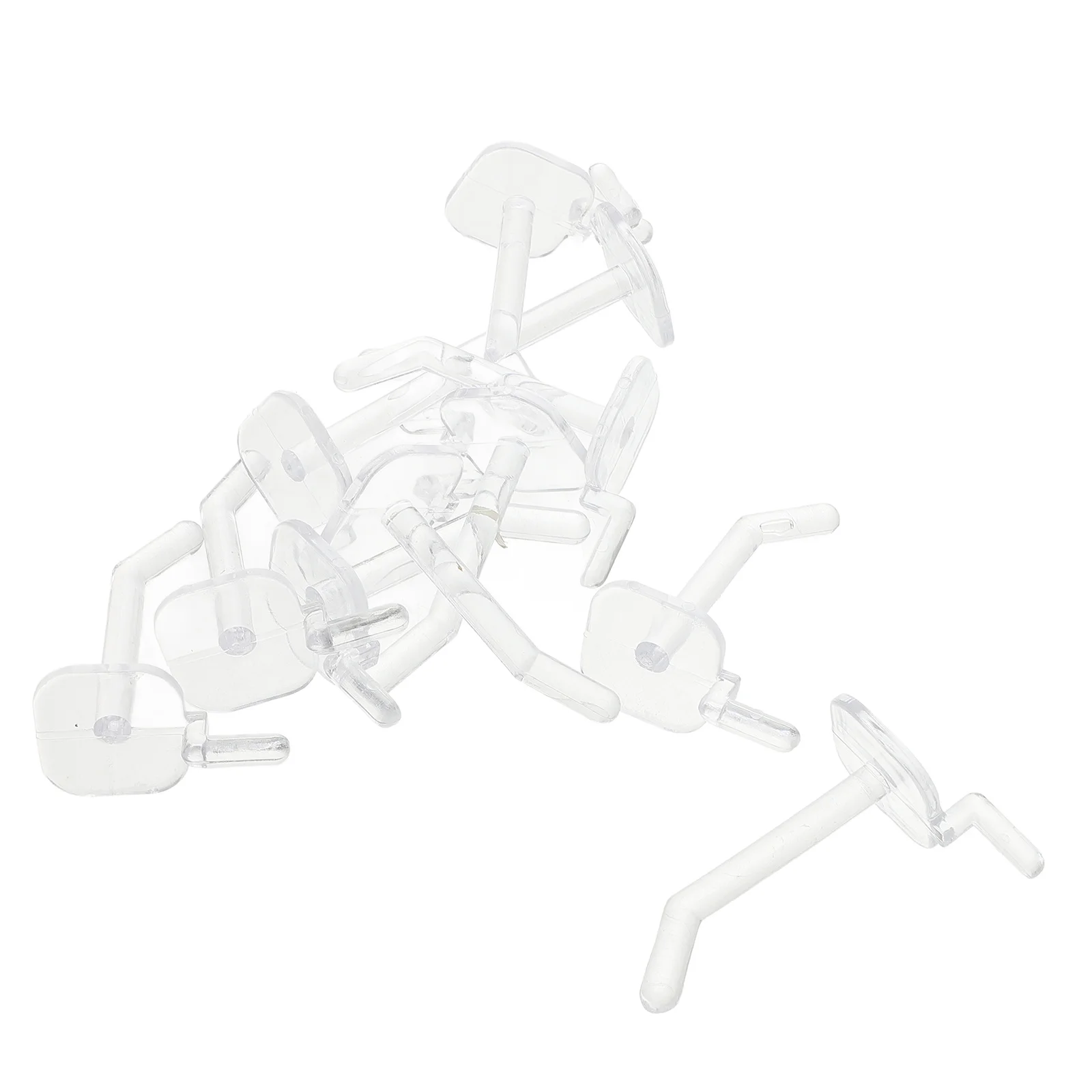 50 قطعة من خطافات Pegboard البلاستيكية الشفافة، متينة وسهلة الاستخدام، مثالية لتنظيم الأدوات، خطافات لوحة الوتد