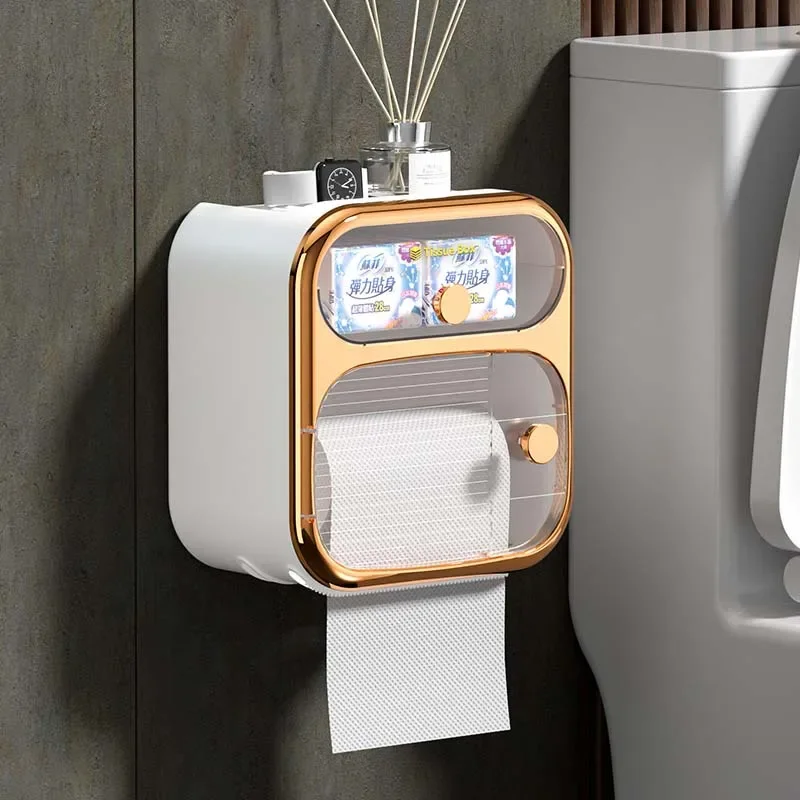 

Paper Towel Dispenser Toilet Paper Holder Waterproof Tissue Box Wall Mount Storage Shelf Rack Paper Storage Box Bathroom Product