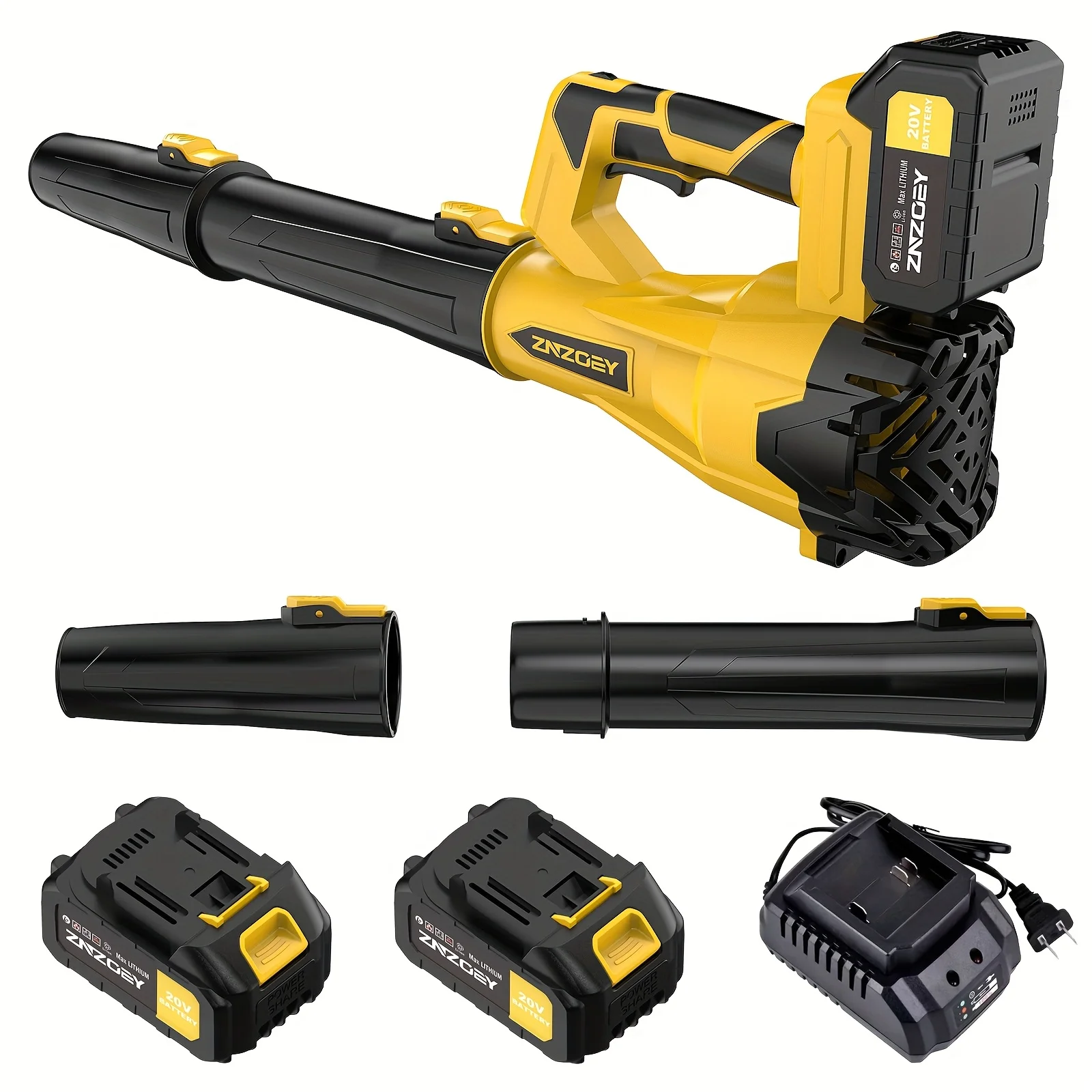 Soplador de hojas inalámbrico de alta potencia con baterías de 4.0 Ah, 580 CFM/160 MPH, 6 niveles de velocidad y boquilla de extensión - Mango ergonómico antideslizante, diseño ligero para el cuidado del césped, patio, nieve, pelo de mascotas, regalo ideal para el Día del Padre, el mejor para Navidad