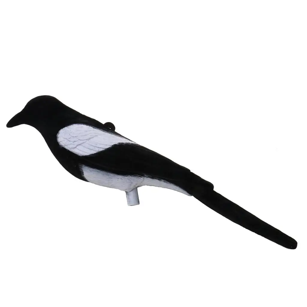 1 unidad de señuelos de caza de aves de tamaño completo de Urraca flocada para larsen, jaula trampa, señuelo, caza, tiro, accesorios de señuelo para jardín