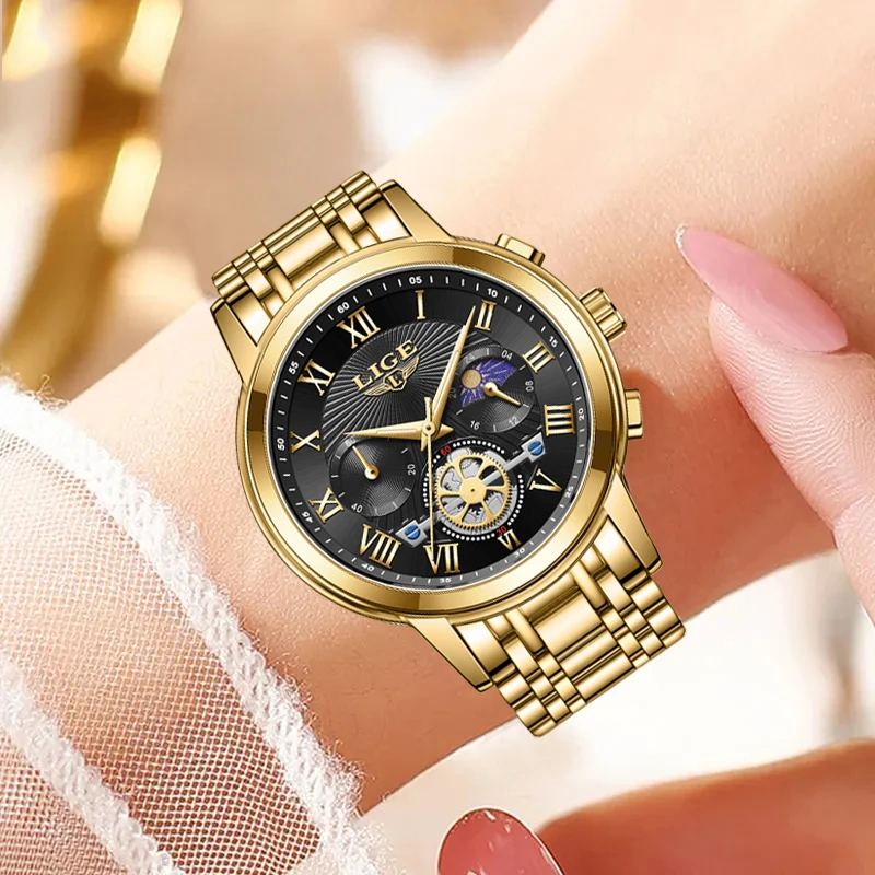 LIGE Watch Women Top Brand Luxury Waterproof Women\'s Quartz Wristwatches Fashion Military Sports Chronograph Relogios Feminino