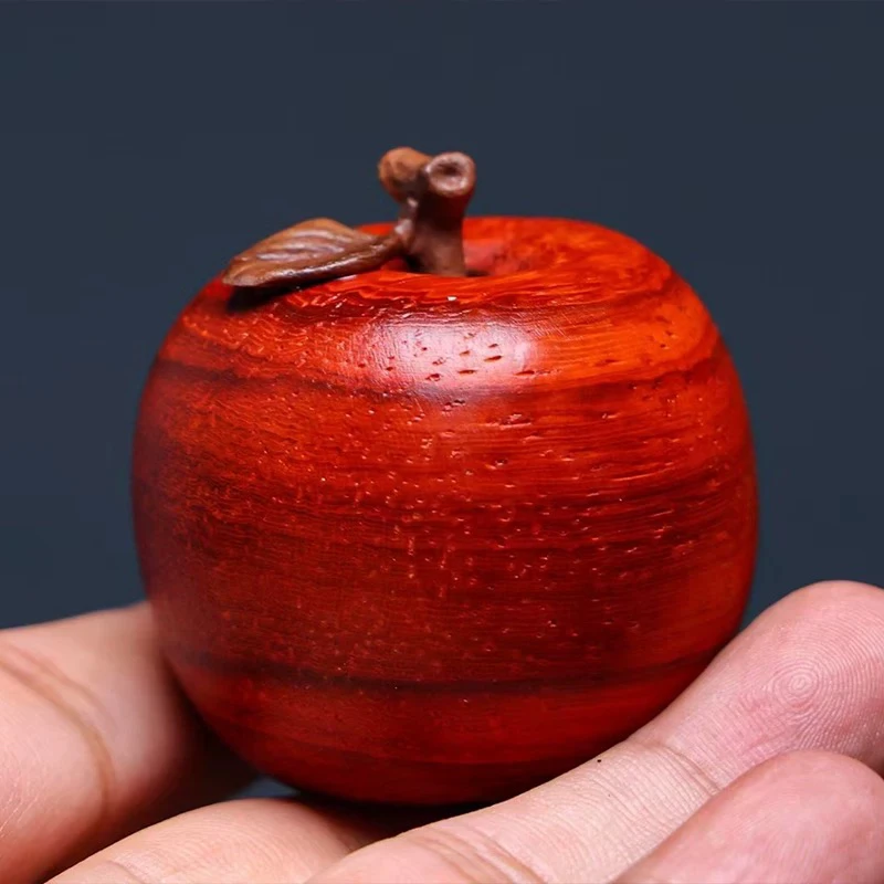 

Rosewood Fine Carving Ping An Apple Hand Handle Piece Wenwan Car Tea Table Living Room Ornament Gift Decoration