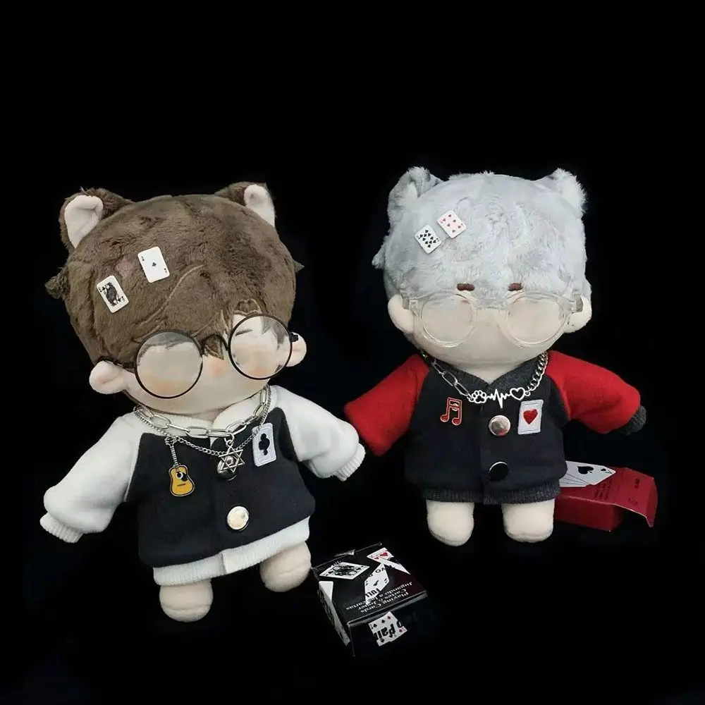 20CM Plush Doll Clothes Fashion Tops Baseball Uniform Poker Embroidery Jackets For EXO Idol Cotton Stuffed Dolls Toy Accessories