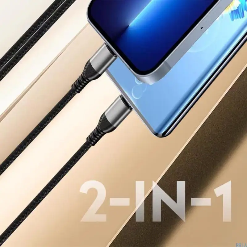 R91A potente cavo ricarica doppia USB/Tipo C da 66W per smartphone e laptop