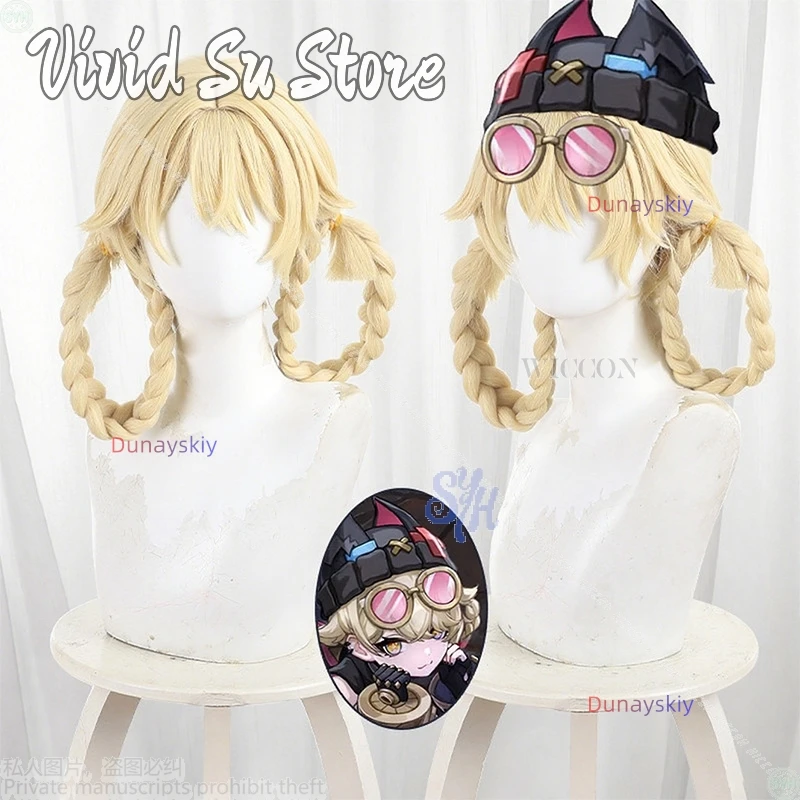 Jahoda تأثيري لعبة Genshin تأثير أنيمي كوسبريف كاواي ضفائر مزدوجة شعر مستعار مقاومة للحرارة الاصطناعية الشعر هالوين لعب الأدوار #1
