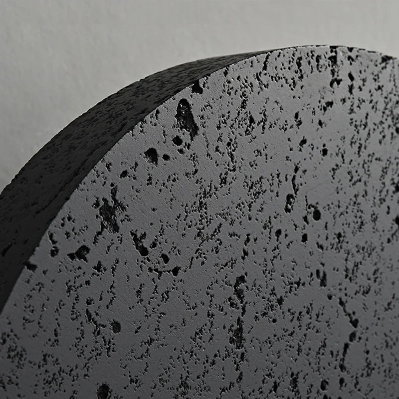 Round Black Travertine Wall Light Led Wabi Sabi Bedside Lamp Hotel Retaurant Background Corridor Natural Stone Sconce