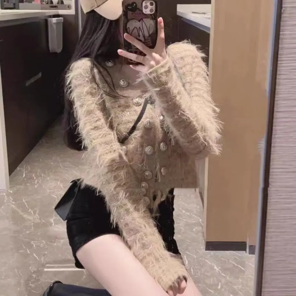 

Trendy Women's Tweed Short Jacket with Tassel Long Sleeve Elegant Fashion Autumn New Celebrity Internet Style