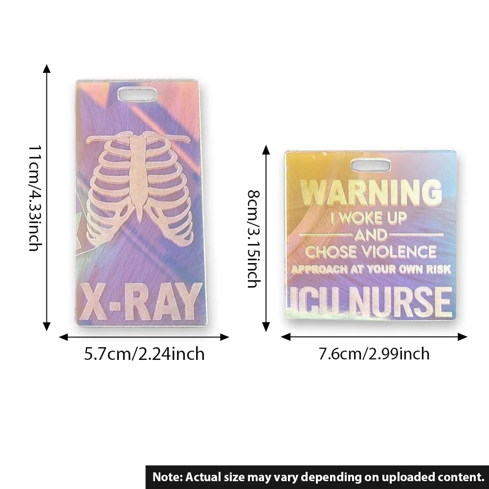 قطعة واحدة من سحر شارة الهوية المخصصة - اسم مجوف محفور بالليزر مخصص، ممرضة تحت عنوان، DIY، لمسة نهائية لامعة، ملحق مثالي للاستخدام اليومي