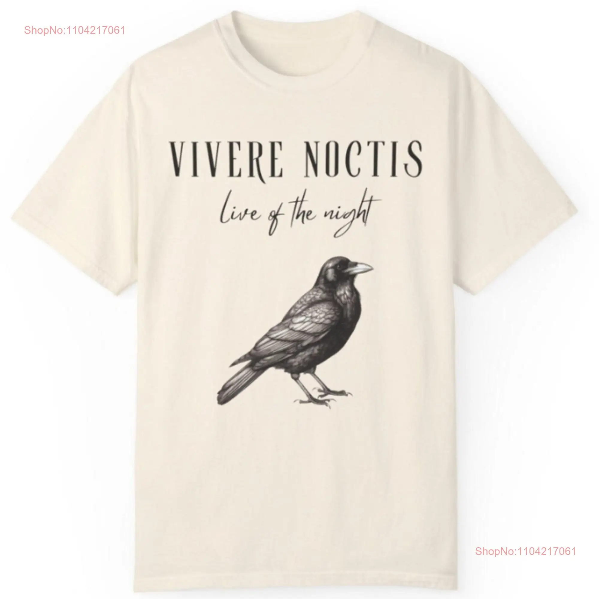 Vivere Noctis Crow T Shirt Live Of The Night Brand Edgy Dark Gothic Sitting Perched Raven long or short sleeves