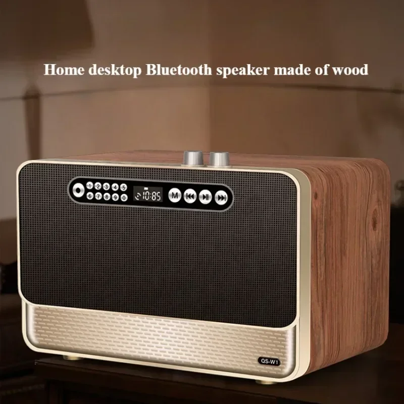 bluetoothワイヤレスデスクトップ大容量b-mノスタルジックレトロな木製サブウーファーusbスピーカーhifiラジオw1ハイパワー