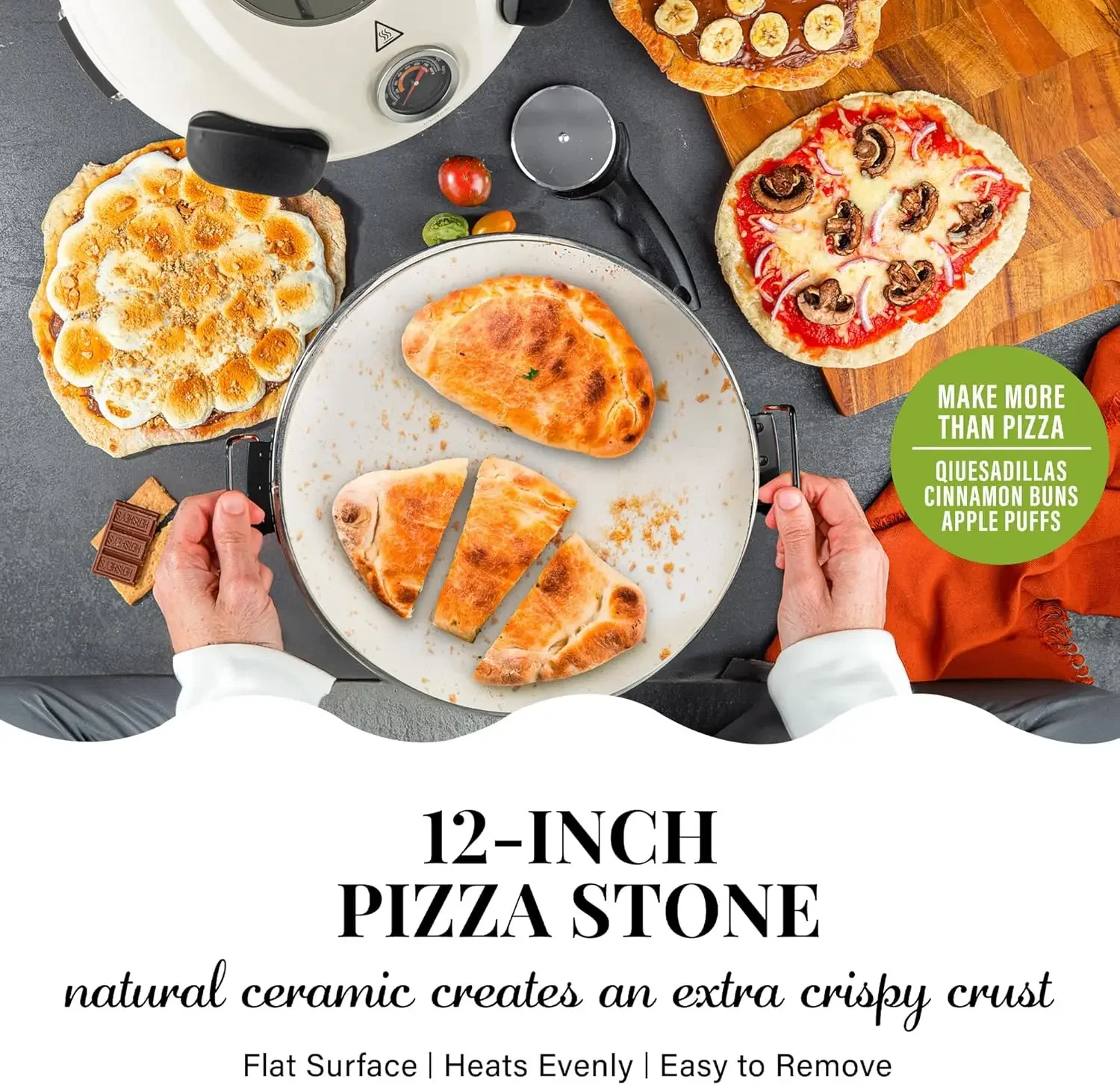 Crispy Crust Pizza Oven by Granitestone – Electric Pizza Oven Indoor Portable, 12 Inch Indoor Pizza Oven Countertop, Piz