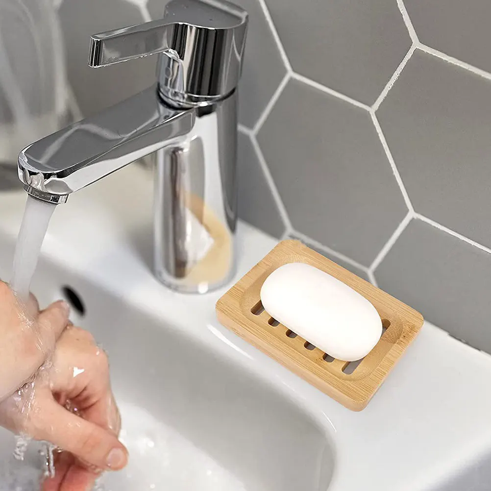 

Bamboo Soap Holder Rack for Bathroom Kitchen Sponge Draining Dish Storage Tray Strong Bearing Dry Clean Practical Shower