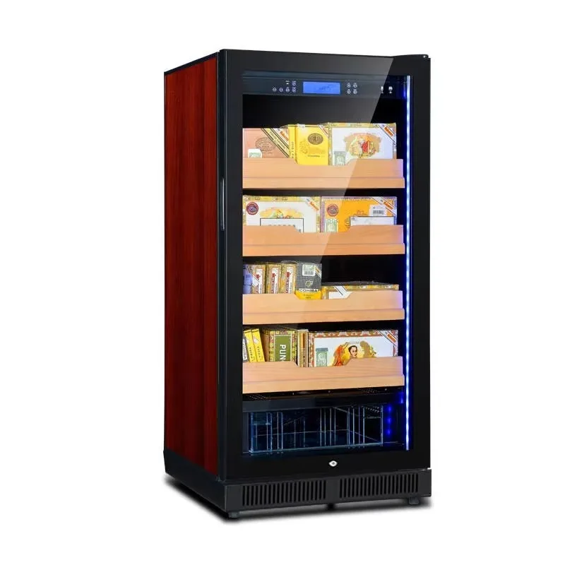 Gabinete de cigarros con pantalla digital premium con control inteligente de humedad preciso equipado con estantes de haya