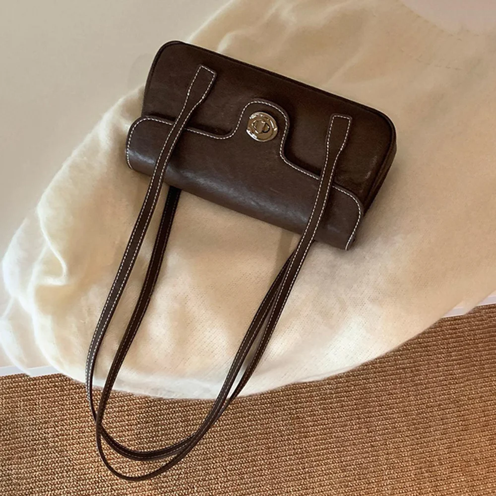 Light Luxury Texture French Bread Underarm Bag Women's Retro Square Bag Commuter Versatile Lady Single Shoulder Handbag