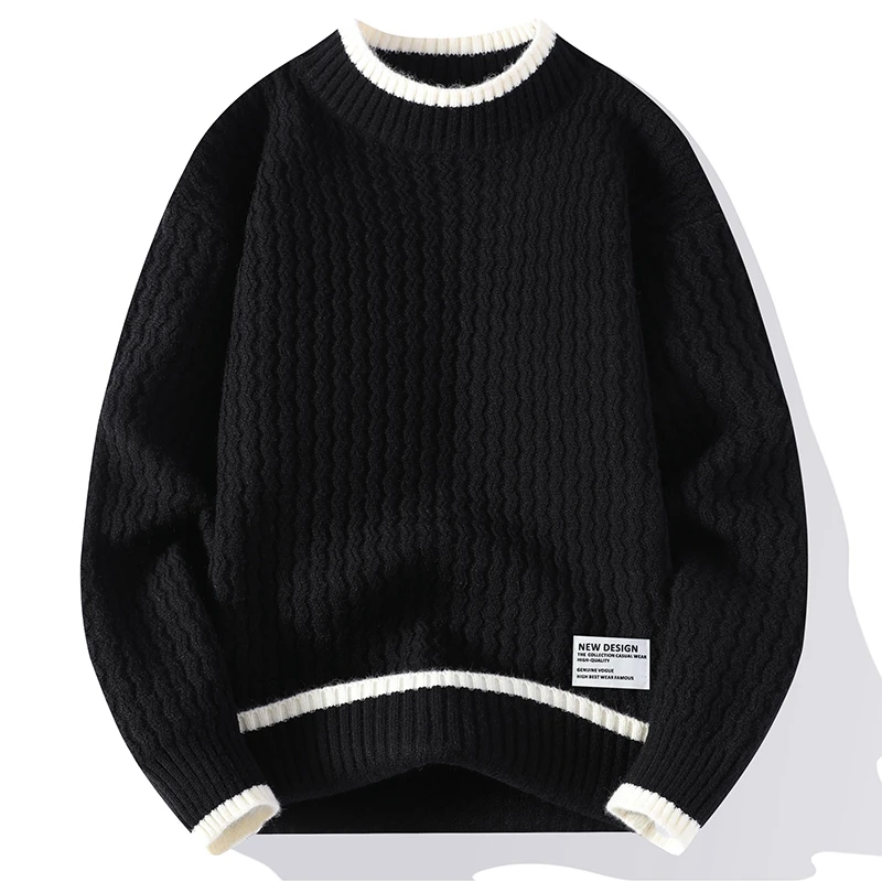 New Men\'s Knitted Stripe Pattern Pullover O-Neck Winter Sweaters Warm Sweater Men Clothing