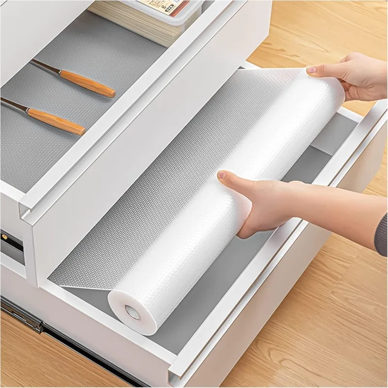 1pc Reusable Clear Non-Adhesive Drawer Liner Shelf Cabinet Liner Waterproof Refrigerator Table Pad Mat Kitchen Home Supplies