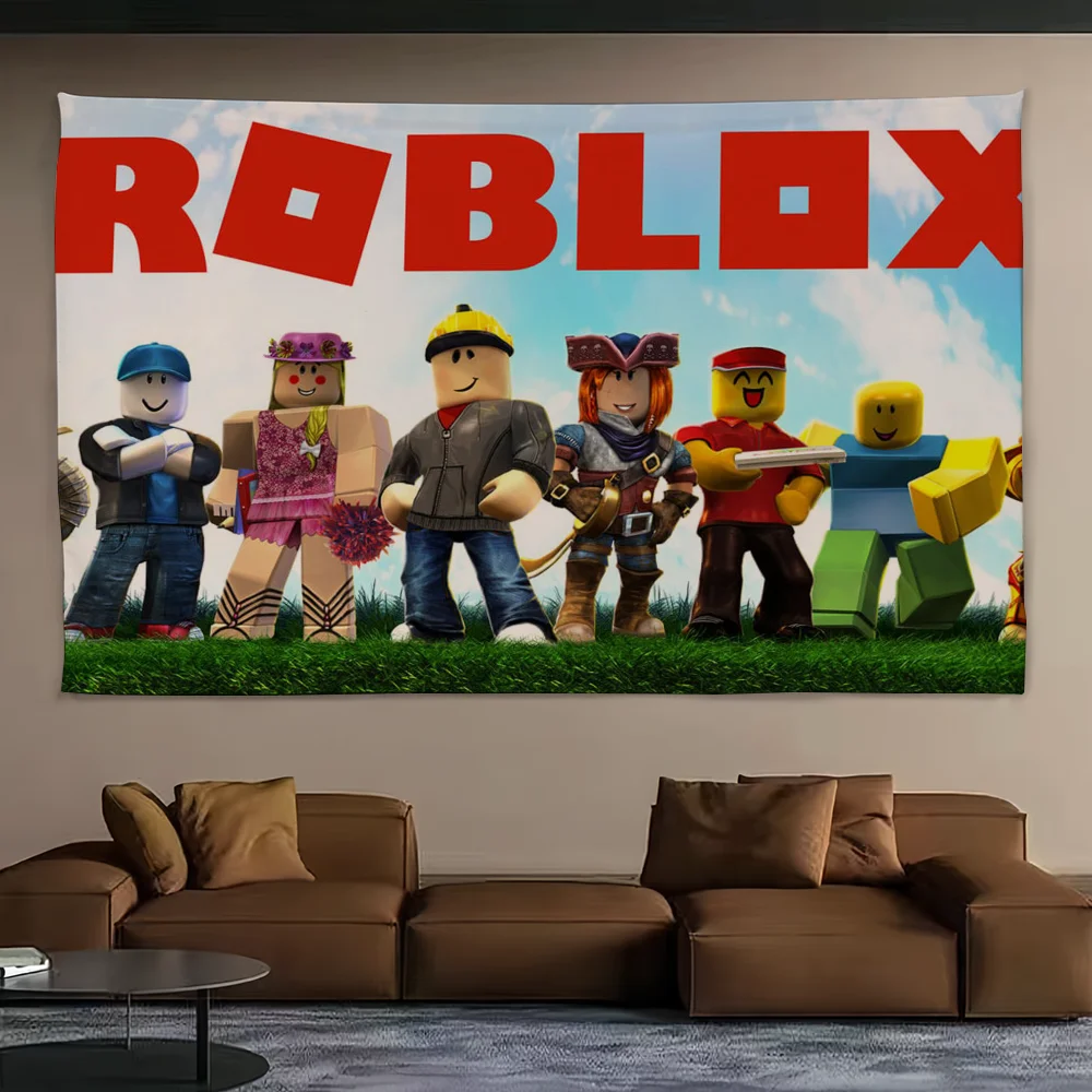 Bandera para fiesta de Picnic R-ROBLOXS, decoración artística de juegos para el hogar, pancarta para acampar al aire libre