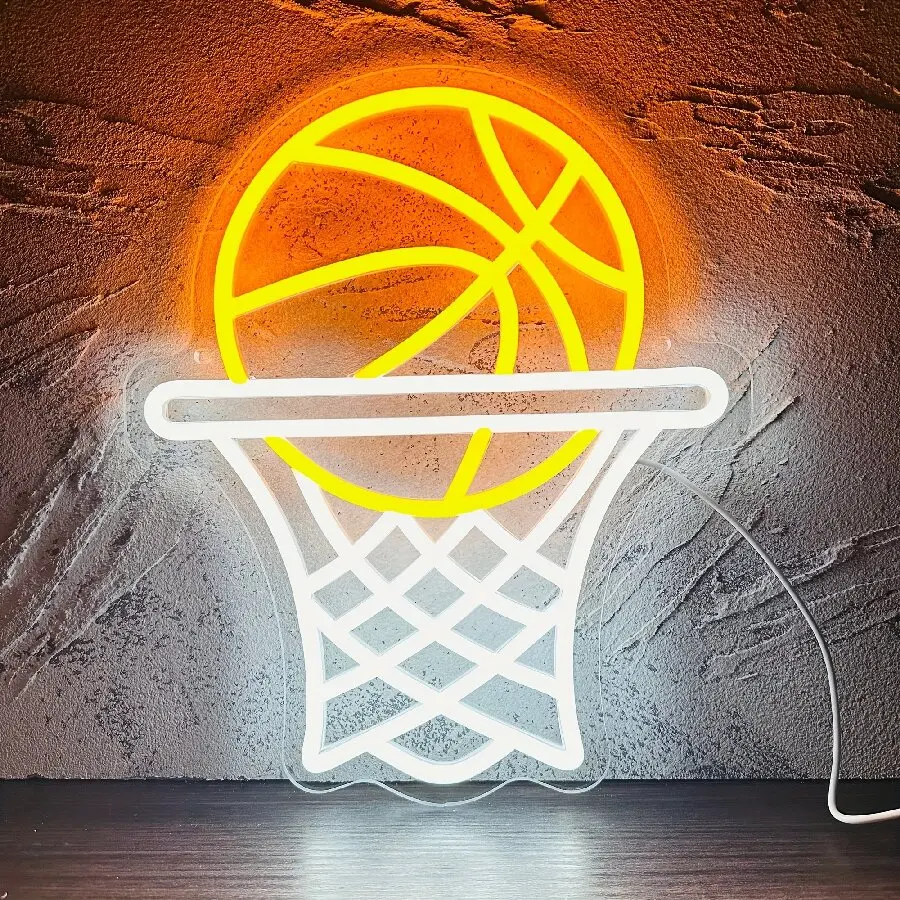 Basketball Football Backboard Neon Sign for Wall Decor, Powered by USB ,Sports Neon Signs for Room Bedroom Shop Decor