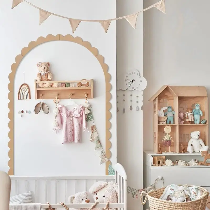 [New] Wood Wall Arch Decor DIY Unfinished Wooden Frame Scalloped Crafts Trim Accent Furniture Molding Kids Room Nursery Decals