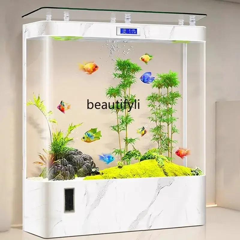 Integrated forming against the wall, large ecological no-change aquarium box, intelligent floor goldfish tank