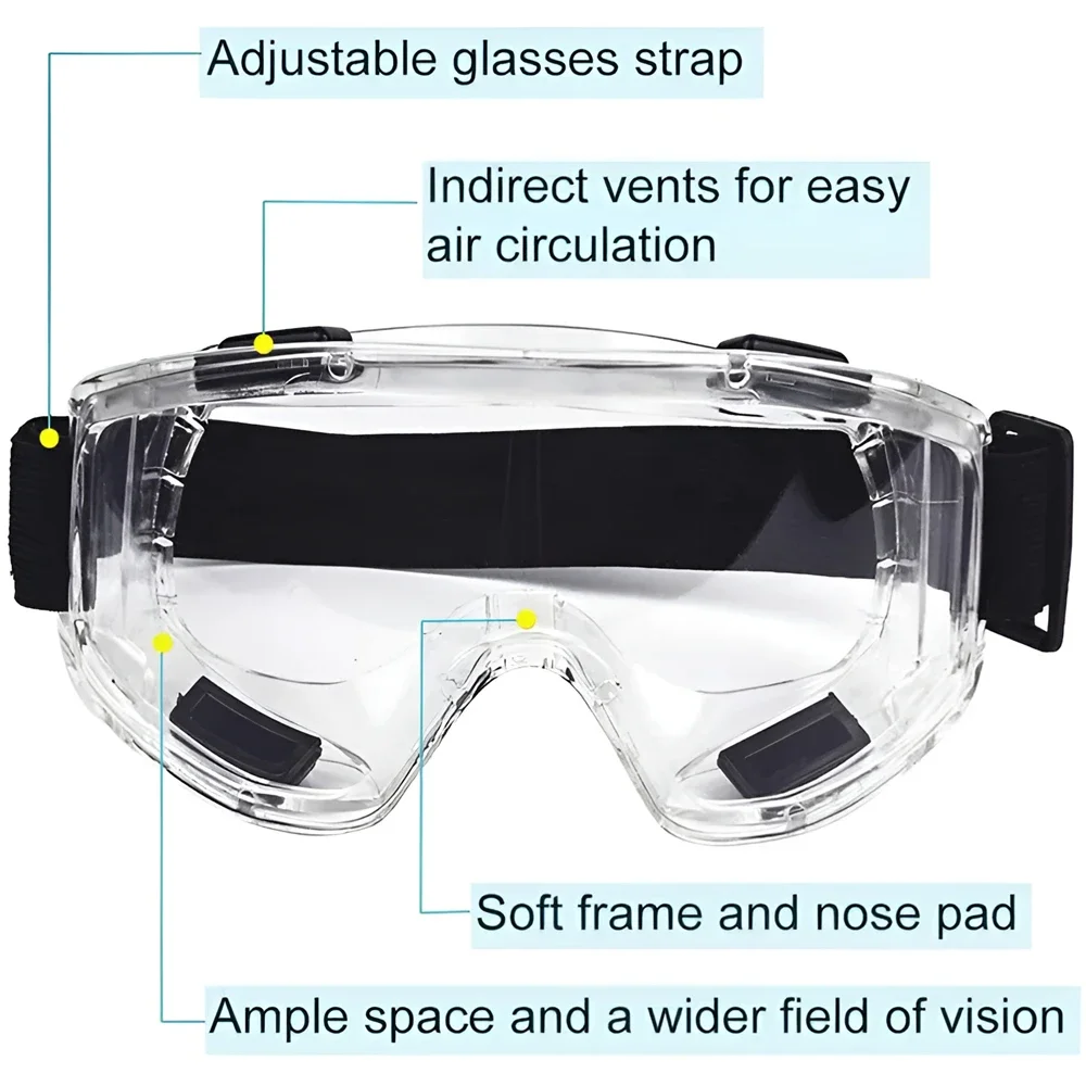 Anti Fog Safety Glasses Anti-splash Dust Sand Goggles Chemical Spray Large Size Industrial Lab Construction Art Create Eyewear