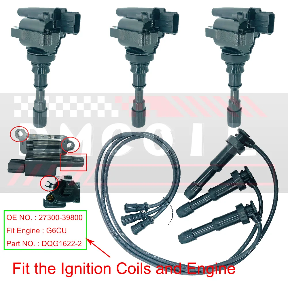 1 SET IGNITION COILS AND WIRE/SPARK PLUG WIRE FOR HYUNDAI TERRACAN KIA SORENTO I 3.5 01-2011 27300-39800 27501-39A00 27501-39A70
